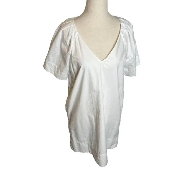 Madewell $110 V-Neck Mini Shirtdress in White Size S NP093 - Picture 2 of 8